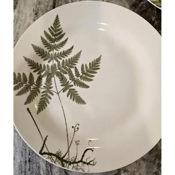 Unique Botanical Fern Dinner Plates by Mary Carol (2007) - Set of 5 - 10.5